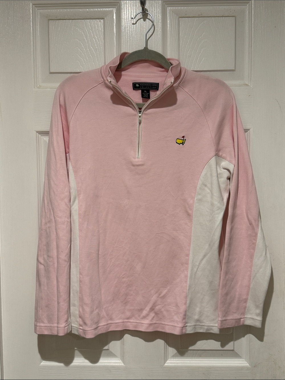 Masters Pink and White Quarter-Zip Pullover